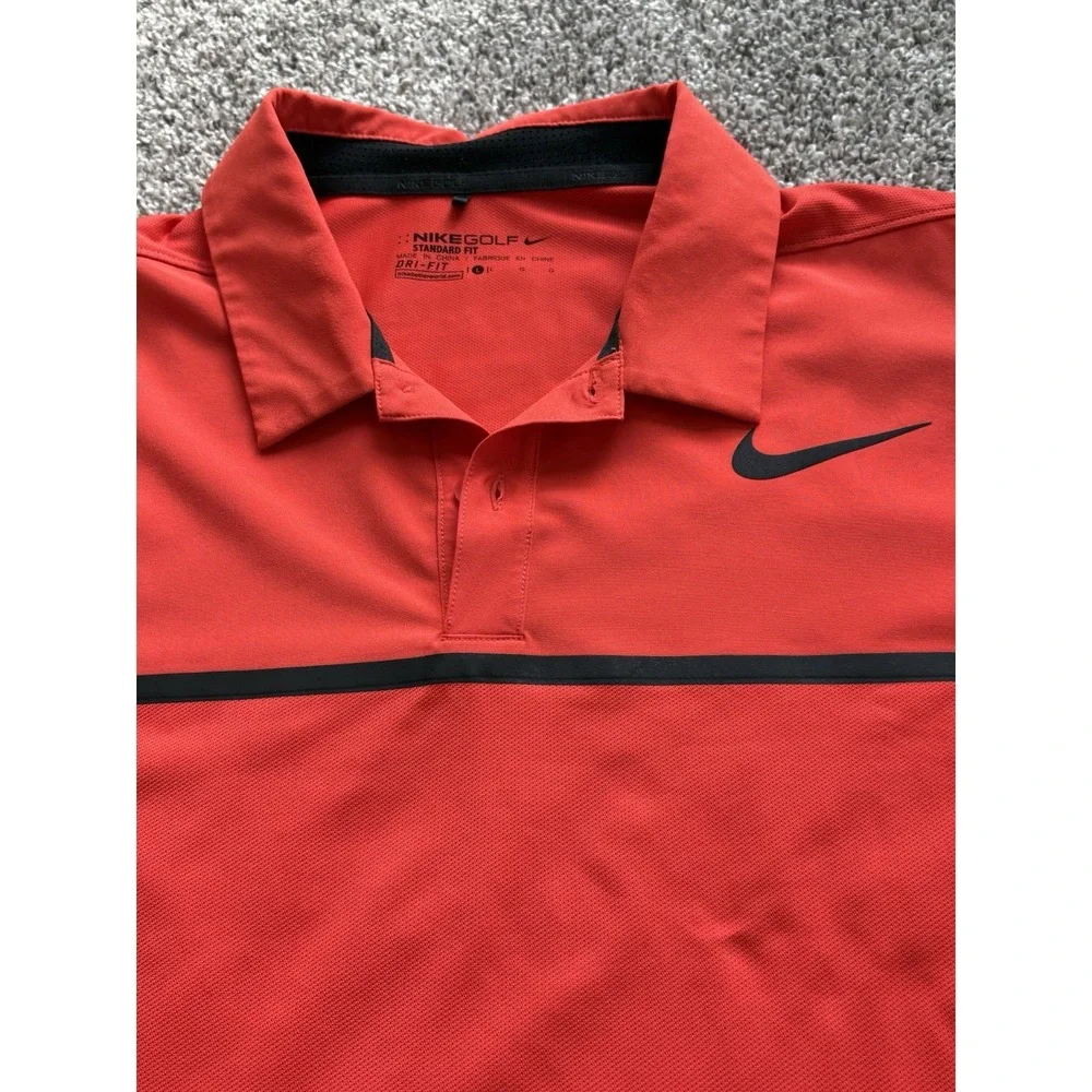 Nike Golf Standard Fit‎  Short Sleeve Mens Size Large Dri Fit Polo Orange/Red
